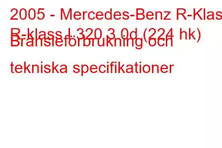 2005 - Mercedes-Benz R-Klass
R-klass I 320 3.0d (224 hk) Bränsleförbrukning och tekniska specifikationer