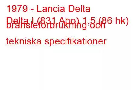 1979 - Lancia Delta
Delta I (831 Abo) 1,5 (86 hk) bränsleförbrukning och tekniska specifikationer