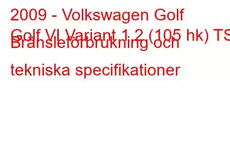 2009 - Volkswagen Golf
Golf VI Variant 1.2 (105 hk) TSI Bränsleförbrukning och tekniska specifikationer