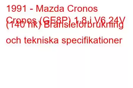 1991 - Mazda Cronos
Cronos (GE8P) 1.8 i V6 24V (140 hk) Bränsleförbrukning och tekniska specifikationer