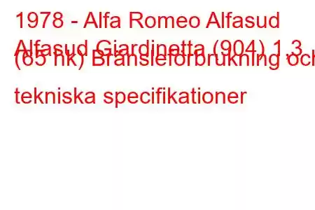 1978 - Alfa Romeo Alfasud
Alfasud Giardinetta (904) 1,3 (65 hk) Bränsleförbrukning och tekniska specifikationer