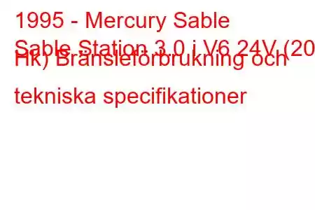 1995 - Mercury Sable
Sable Station 3.0 i V6 24V (203 Hk) Bränsleförbrukning och tekniska specifikationer