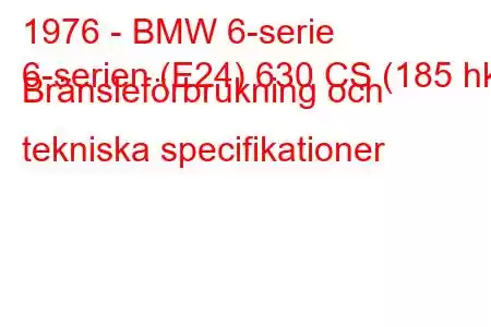 1976 - BMW 6-serie
6-serien (E24) 630 CS (185 hk) Bränsleförbrukning och tekniska specifikationer