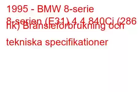 1995 - BMW 8-serie
8-serien (E31) 4.4 840Ci (286 hk) Bränsleförbrukning och tekniska specifikationer