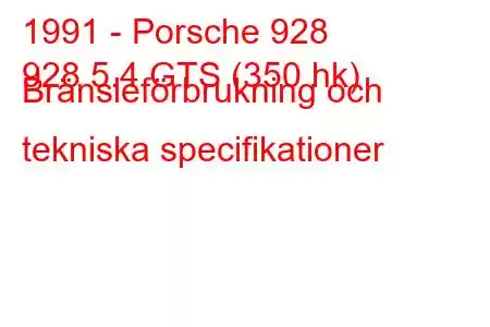 1991 - Porsche 928
928 5.4 GTS (350 hk) Bränsleförbrukning och tekniska specifikationer