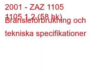 2001 - ZAZ 1105
1105 1,2 (58 hk) Bränsleförbrukning och tekniska specifikationer