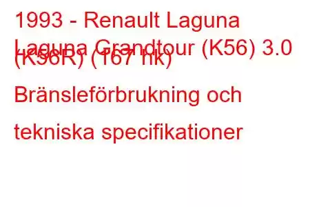 1993 - Renault Laguna
Laguna Grandtour (K56) 3.0 (K56R) (167 hk) Bränsleförbrukning och tekniska specifikationer