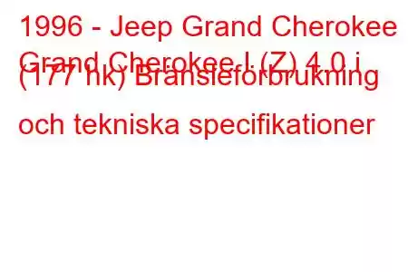 1996 - Jeep Grand Cherokee
Grand Cherokee I (Z) 4.0 i (177 hk) Bränsleförbrukning och tekniska specifikationer