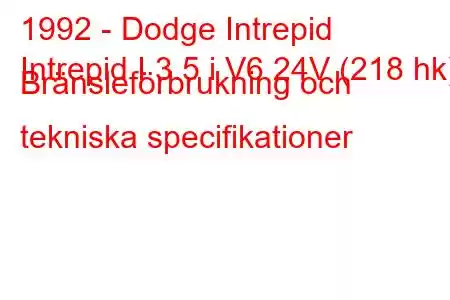 1992 - Dodge Intrepid
Intrepid I 3.5 i V6 24V (218 hk) Bränsleförbrukning och tekniska specifikationer