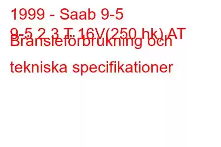 1999 - Saab 9-5
9-5 2.3 T 16V(250 hk) AT Bränsleförbrukning och tekniska specifikationer