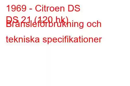 1969 - Citroen DS
DS 21 (120 hk) Bränsleförbrukning och tekniska specifikationer