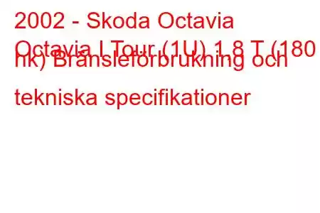 2002 - Skoda Octavia
Octavia I Tour (1U) 1,8 T (180 hk) Bränsleförbrukning och tekniska specifikationer