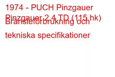 1974 - PUCH Pinzgauer
Pinzgauer 2.4 TD (115 hk) Bränsleförbrukning och tekniska specifikationer