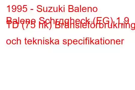 1995 - Suzuki Baleno
Baleno Schrдgheck (EG) 1,9 TD (75 hk) Bränsleförbrukning och tekniska specifikationer