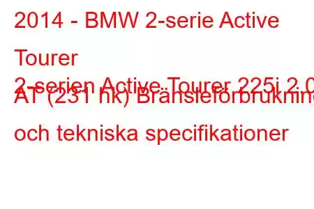 2014 - BMW 2-serie Active Tourer
2-serien Active Tourer 225i 2.0 AT (231 hk) Bränsleförbrukning och tekniska specifikationer