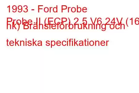 1993 - Ford Probe
Probe II (ECP) 2.5 V6 24V (165 hk) Bränsleförbrukning och tekniska specifikationer