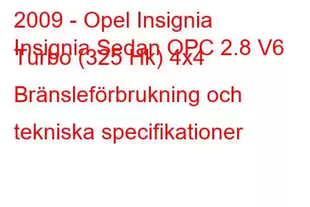 2009 - Opel Insignia
Insignia Sedan OPC 2.8 V6 Turbo (325 Hk) 4x4 Bränsleförbrukning och tekniska specifikationer