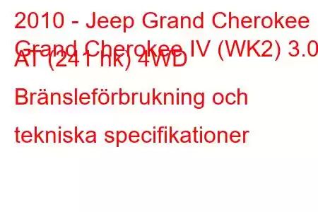 2010 - Jeep Grand Cherokee
Grand Cherokee IV (WK2) 3.0d AT (241 hk) 4WD Bränsleförbrukning och tekniska specifikationer