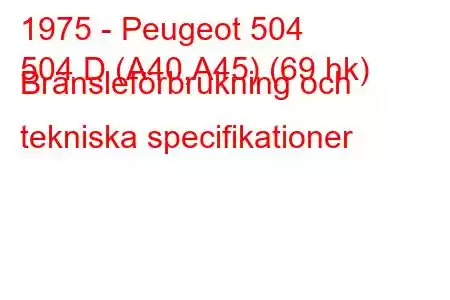 1975 - Peugeot 504
504 D (A40,A45) (69 hk) Bränsleförbrukning och tekniska specifikationer