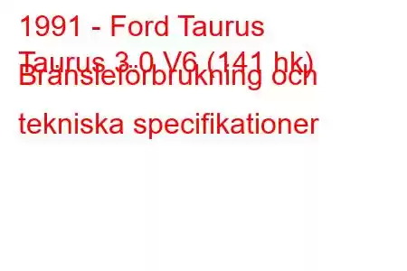 1991 - Ford Taurus
Taurus 3.0 V6 (141 hk) Bränsleförbrukning och tekniska specifikationer