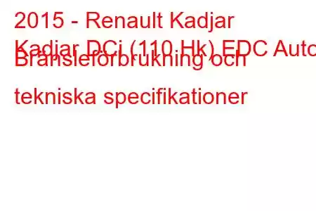 2015 - Renault Kadjar
Kadjar DCi (110 Hk) EDC Auto Bränsleförbrukning och tekniska specifikationer