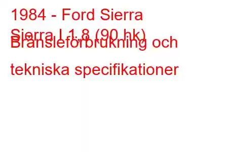 1984 - Ford Sierra
Sierra I 1,8 (90 hk) Bränsleförbrukning och tekniska specifikationer