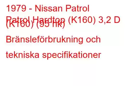 1979 - Nissan Patrol
Patrol Hardtop (K160) 3,2 D (K160) (95 hk) Bränsleförbrukning och tekniska specifikationer