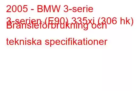 2005 - BMW 3-serie
3-serien (E90) 335xi (306 hk) Bränsleförbrukning och tekniska specifikationer