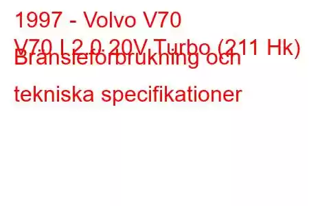 1997 - Volvo V70
V70 I 2.0 20V Turbo (211 Hk) Bränsleförbrukning och tekniska specifikationer