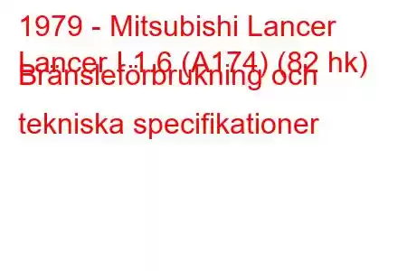 1979 - Mitsubishi Lancer
Lancer I 1.6 (A174) (82 hk) Bränsleförbrukning och tekniska specifikationer