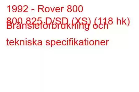 1992 - Rover 800
800 825 D/SD (XS) (118 hk) Bränsleförbrukning och tekniska specifikationer