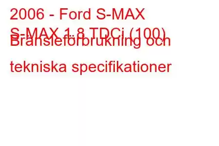 2006 - Ford S-MAX
S-MAX 1.8 TDCi (100) Bränsleförbrukning och tekniska specifikationer