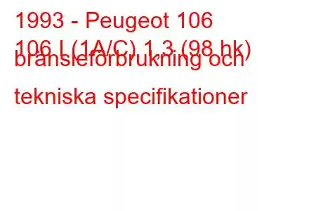 1993 - Peugeot 106
106 I (1A/C) 1,3 (98 hk) bränsleförbrukning och tekniska specifikationer