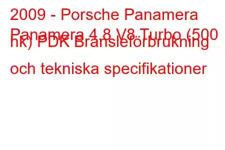 2009 - Porsche Panamera
Panamera 4.8 V8 Turbo (500 hk) PDK Bränsleförbrukning och tekniska specifikationer