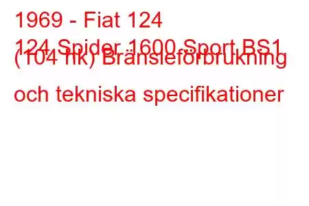 1969 - Fiat 124
124 Spider 1600 Sport BS1 (104 hk) Bränsleförbrukning och tekniska specifikationer