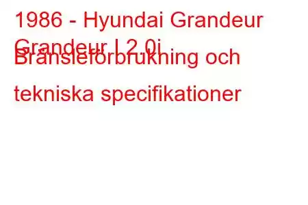 1986 - Hyundai Grandeur
Grandeur I 2.0i Bränsleförbrukning och tekniska specifikationer