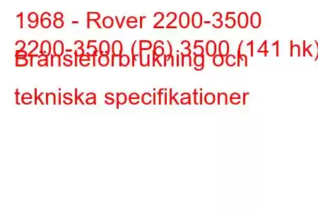 1968 - Rover 2200-3500
2200-3500 (P6) 3500 (141 hk) Bränsleförbrukning och tekniska specifikationer