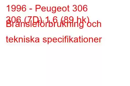 1996 - Peugeot 306
306 (7D) 1,6 (89 hk) Bränsleförbrukning och tekniska specifikationer