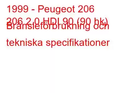 1999 - Peugeot 206
206 2.0 HDI 90 (90 hk) Bränsleförbrukning och tekniska specifikationer