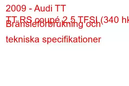 2009 - Audi TT
TT RS coupé 2,5 TFSI (340 hk) Bränsleförbrukning och tekniska specifikationer