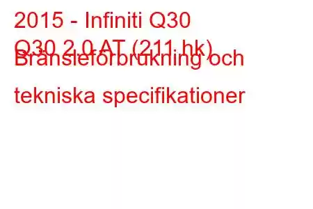 2015 - Infiniti Q30
Q30 2.0 AT (211 hk) Bränsleförbrukning och tekniska specifikationer