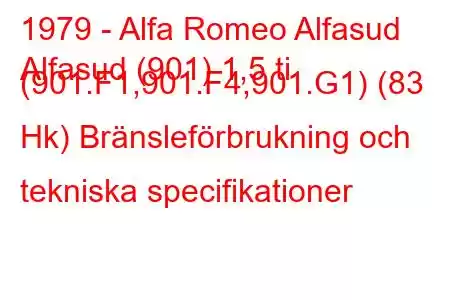 1979 - Alfa Romeo Alfasud
Alfasud (901) 1,5 ti (901.F1,901.F4,901.G1) (83 Hk) Bränsleförbrukning och tekniska specifikationer