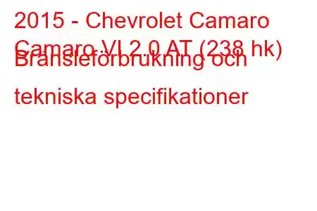 2015 - Chevrolet Camaro
Camaro VI 2.0 AT (238 hk) Bränsleförbrukning och tekniska specifikationer