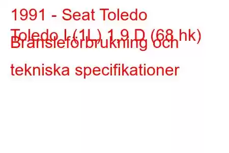 1991 - Seat Toledo
Toledo I (1L) 1,9 D (68 hk) Bränsleförbrukning och tekniska specifikationer