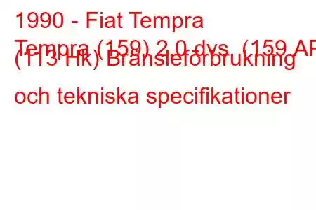 1990 - Fiat Tempra
Tempra (159) 2,0 dvs. (159.AP) (113 Hk) Bränsleförbrukning och tekniska specifikationer