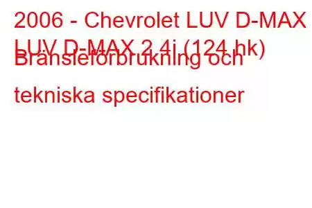 2006 - Chevrolet LUV D-MAX
LUV D-MAX 2.4i (124 hk) Bränsleförbrukning och tekniska specifikationer