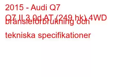 2015 - Audi Q7
Q7 II 3.0d AT (249 hk) 4WD bränsleförbrukning och tekniska specifikationer