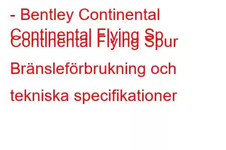 - Bentley Continental
Continental Flying Sp Continental Flying Spur Bränsleförbrukning och tekniska specifikationer