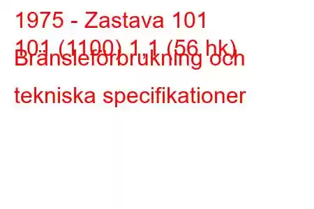 1975 - Zastava 101
101 (1100) 1,1 (56 hk) Bränsleförbrukning och tekniska specifikationer