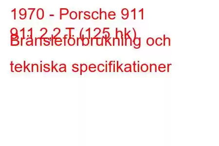 1970 - Porsche 911
911 2,2 T (125 hk) Bränsleförbrukning och tekniska specifikationer